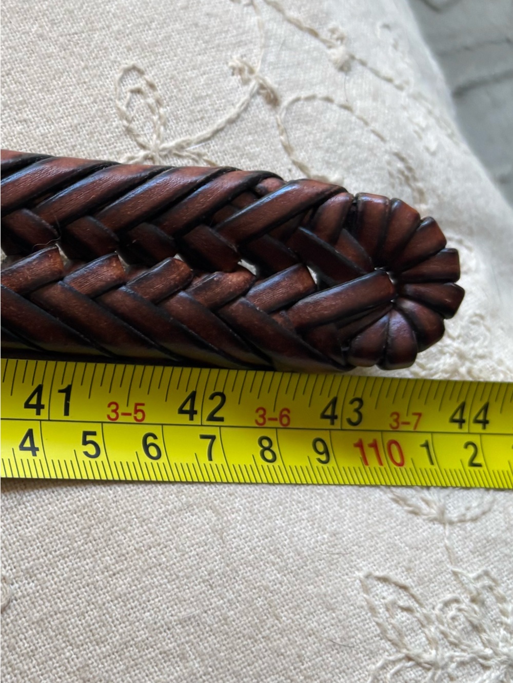 Brown Braided Genuine Leather Belt 1.25” Wide Brushed Silver Buckle Size 38 - Picture 11 of 13